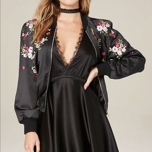 Bebe Satin Floral Bomber - M